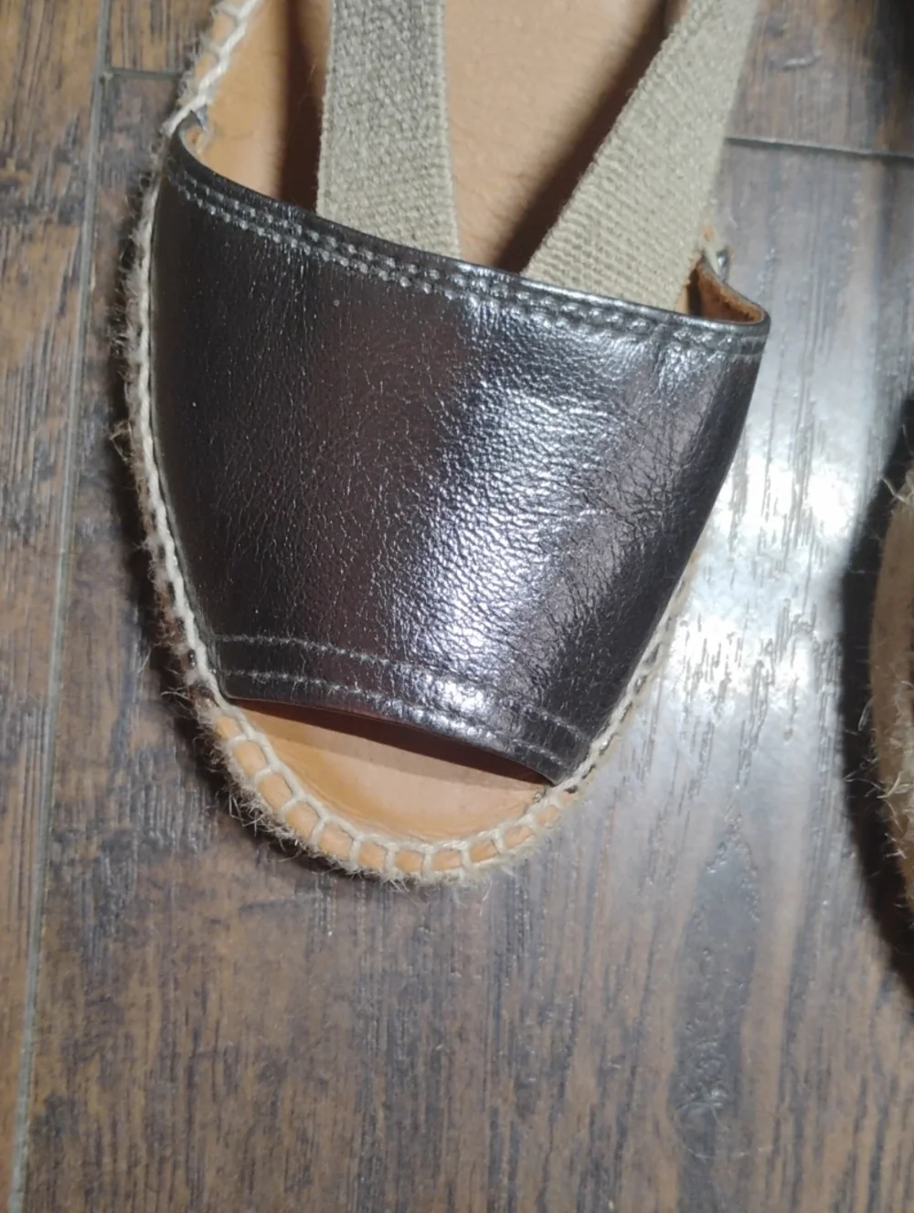 Metallic Gray Open-Toe Espadrille Sandals